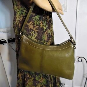 Nordstrom Genuine Leather Olive Green Purse/Bag